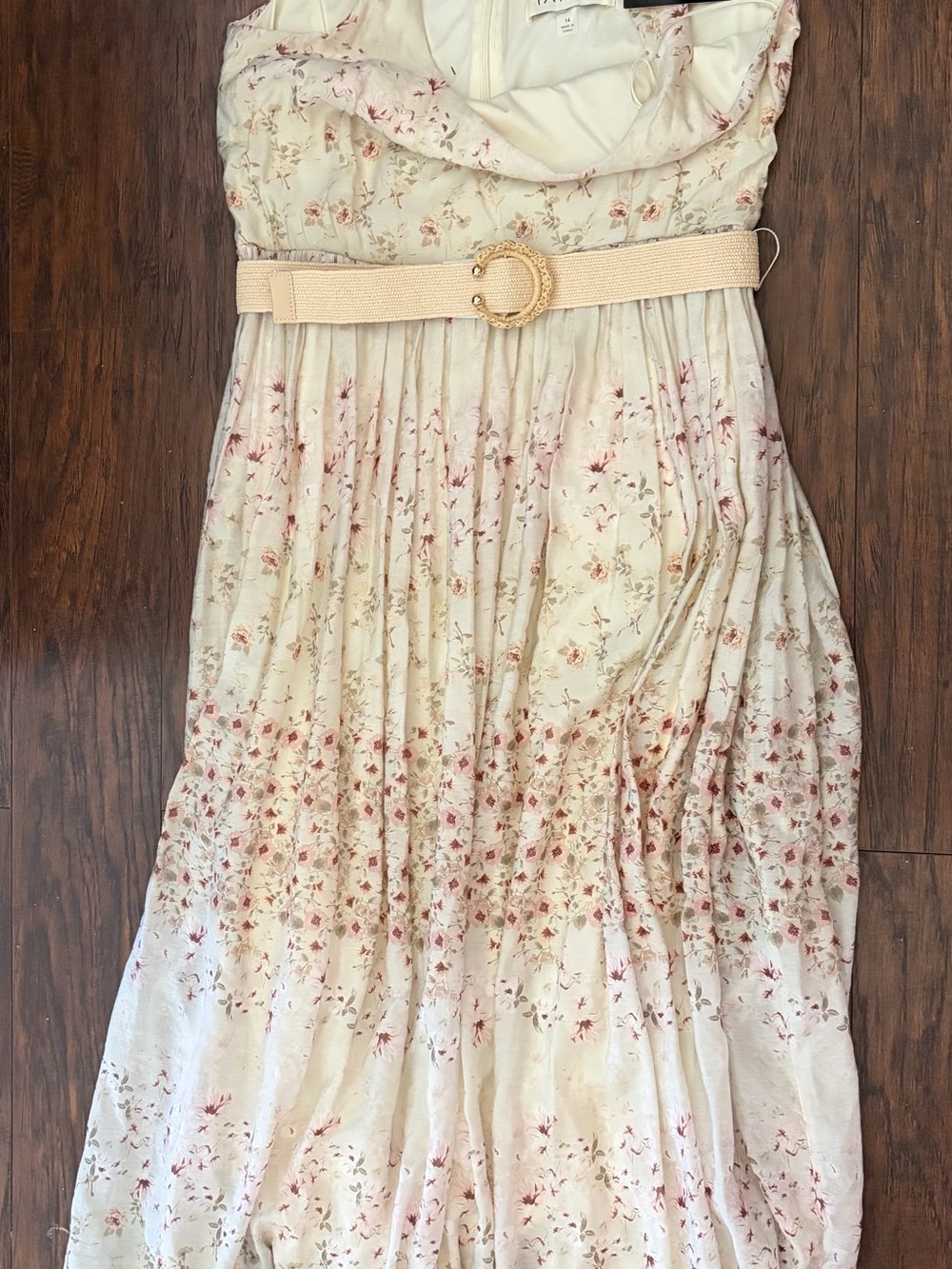 Taylor Cream Maxi Skirt with Pink Floral Print - Picture 13 of 13